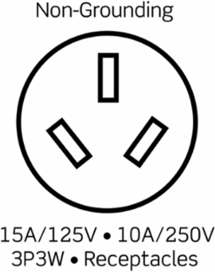 Wetguard Watertight Straight Blade Connector, 15 Amp 125 Volt, IP69K Rating, Yellow