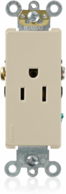 Decora Plus 15 Amp Commercial Grade Self-Grounding Receptacle, 125 Volt, Ivory