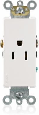 Decora Plus 15 Amp Single Receptacle Outlet, Smooth Face, Self-Grounding, 125 Volt