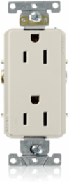 Decora Plus 15 Amp Duplex Receptacle, Commercial Grade, Self-Grounding, Light Almond