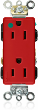 Decora Plus Duplex Receptacle Outlet, 15 Amp, 125 Volt, Hospital Grade, Red