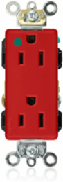 Decora Plus Duplex Receptacle Outlet, 15 Amp, 125 Volt, Hospital Grade, Red