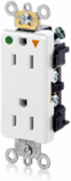 Hospital Grade Duplex Receptacle, 15 Amp, 125 Volt, Isolated Ground, White