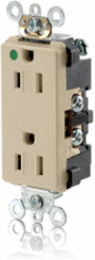 15 Amp Duplex Receptacle, Hospital Grade, Tamper-Resistant, Self-Grounding, Ivory
