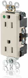 Decora Plus Hospital Grade Duplex Receptacle 15 Amp, Tamper-Resistant, Light Almond