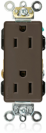 Decora Plus 15 Amp Duplex Receptacle Outlet, Industrial Grade, Self-Grounding, Brown