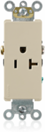 20 Amp Decora Plus Single Receptacle Outlet, Self-Grounding, 125 Volt, NEMA 5-20R, Ivory