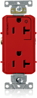 20 Amp Decora Plus Duplex Receptacle/Outlet, Industrial Grade, Self-Grounding, Marked Controlled