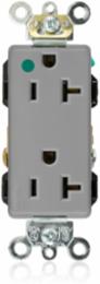 Decora Plus 20 Amp Hospital Grade Duplex Receptacle, Self-Grounding, Gray
