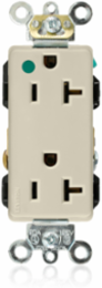 20 Amp Decora Plus Duplex Receptacle, Hospital Grade, Self-Grounding, 125 Volt, Ivory