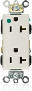 Decora Plus Hospital Grade Duplex Receptacle Outlet, 20 Amp, 125 Volt, Light Almond