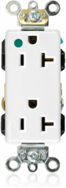 Decora Plus 20 Amp Hospital Grade Duplex Receptacle Outlet, 125 Volt, Self-Grounding