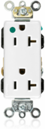 Decora Plus 20 Amp Hospital Grade Duplex Receptacle Outlet, 125 Volt, Self-Grounding