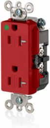 20 Amp Hospital Grade Duplex Receptacle, Tamper-Resistant, Self-Grounding, NEMA 5-20R