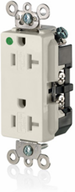 20 Amp Decora Plus Duplex Receptacle, Hospital Grade, Tamper-Resistant, Self-Grounding
