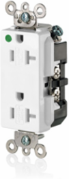 20 Amp Decora Plus Hospital Grade Duplex Receptacle, Self-Grounding, NEMA 5-20R, White