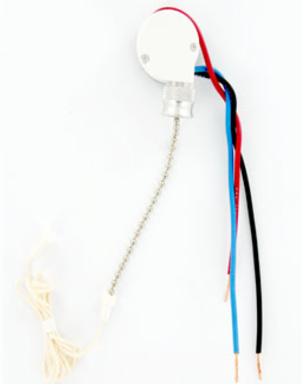 Pull Chain Switch 3 Speed 3A-250V AC 6A-125V AC No.6 Chain 3-3/4 Inch