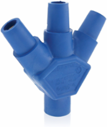 3-Fer Male-Female-Female-Female Adapter, 400 Amp, 600 Volt, Blue