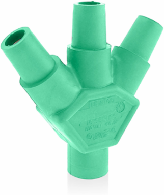 3-Fer Adapter, Male-Female-Female-Female, 400 Amp, 600 Volt, Green