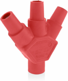 3-Fer Adapter Male-Female-Female-Female 400 Amp 600 Volt Red