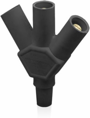 Reverse 3-Fer Adapter, Female-Male-Male-Male, 400 Amp Max, NEMA 3R Rated