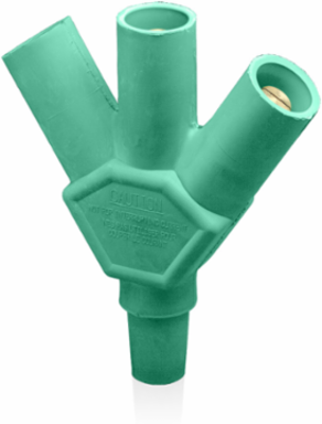 400 Amp Female-Male-Male-Male Reverse 3-Fer Adapter, NEMA Type 3R, Green