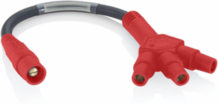 Soft 3-Fer Adapter, 24 Inch Cable, 400 Amp Max, Red