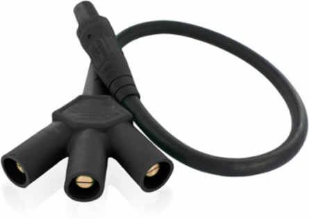 Female to Male-Male-Male Tri-Tap Plug 4/0, 400 Amp, 24 Inch Length