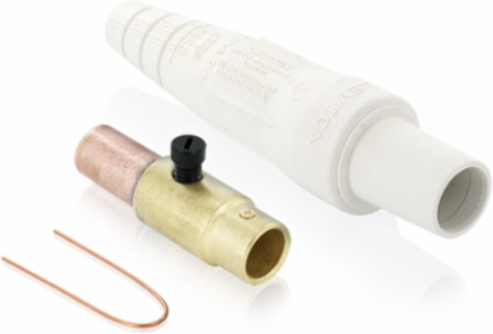 Female Plug 3/0-4/0 AWG Crimp Tube, 400 Amp Max, NEMA 3R Rated, White