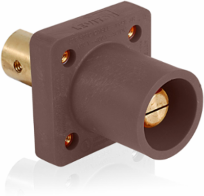 Male Receptacle, 90-Degree, 2-4/0 AWG, 400 Amp Max, Brown