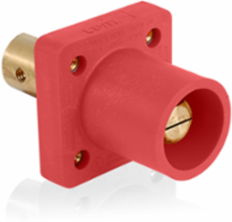 Male Panel Mount Receptacle, 90 Degree, 2-4/0 AWG, 400 Amp Max, Red