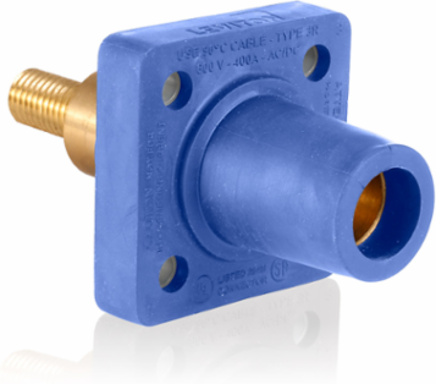 Female Receptacle, 90-Degree, 600V, 400 Amp, #2 - 4/0 AWG, Blue