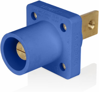 16 Series Male Receptacle, 90-Degree, #2-4/0 AWG, Double Hole Bus Bar, Self-Clinching Nuts