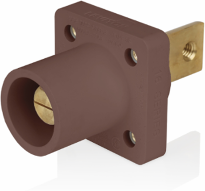 16 Series Male Receptacle, 90-Degree, #2-4/0 AWG, Double Hole Bus Bar, Self-Clinching Nuts