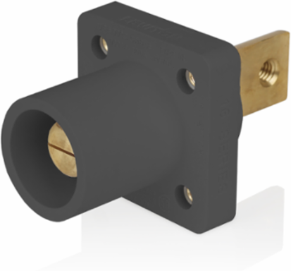 16 Series Male Receptacle, 90-Degree, #2-4/0 AWG, Double Hole Bus Bar, Self-Clinching Nuts, Bulk Pack
