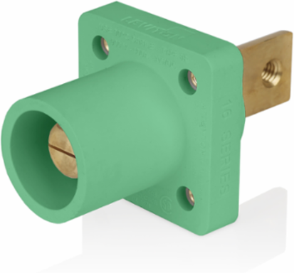 16 Series Male Receptacle, 90-Degree, #2-4/0 AWG, Double Hole Bus Bar, Self-Clinching Nuts, Bulk Pack