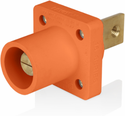 16 Series Male Receptacle, 90-Degree, #2-4/0 AWG, Double Hole Bus Bar, Self-Clinching Nuts, Bulk Pack