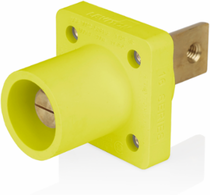 16 Series Male Receptacle, 90-Degree, #2-4/0 AWG, Double Hole Bus Bar, Self-Clinching Nuts, Bulk Pack