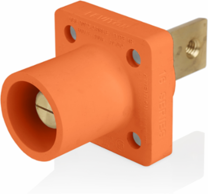 16 Series Male Receptacle, 90-Degree, #2-4/0 AWG, Double Hole Bus Bar