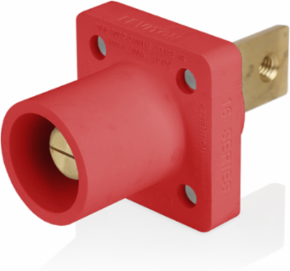 16 Series Male Receptacle, 90-Degree, #2-4/0 AWG, Double Hole Bus Bar