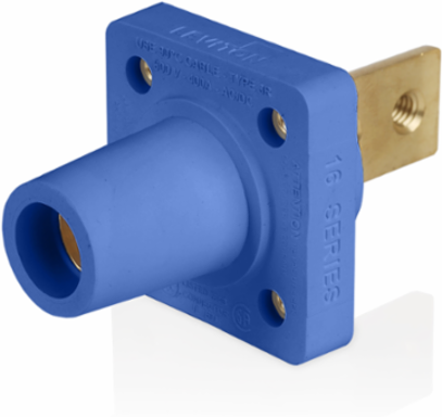 16 Series Female Receptacle, 90-Degree, #2-4/0 AWG, Double Hole Bus Bar, Self-Clinching Nuts