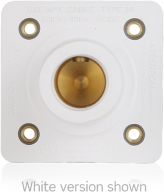 16 Series Female Receptacle, 90-Degree, #2-4/0 AWG, Double Hole Bus Bar, Self-Clinching Nuts
