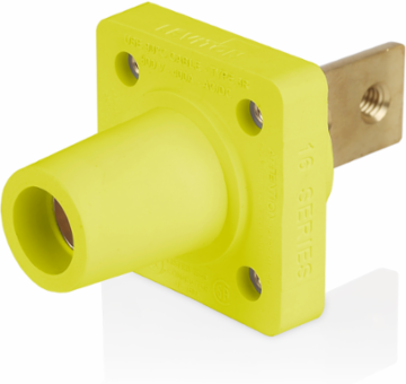 16 Series Female Receptacle, 90-Degree, #2-4/0 AWG, Double Hole Bus Bar, Self-Clinching Nuts