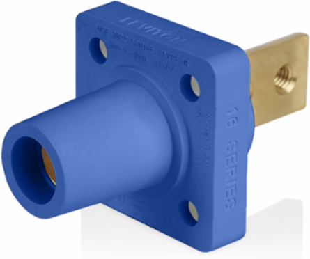 16 Series Female Receptacle, 90-Degree, #2-4/0 AWG, Double Hole Bus Bar