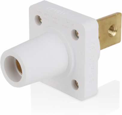 16 Series Female Receptacle, 90-Degree, #2-4/0 AWG, Double Hole Bus Bar, Self-Clinching Nuts, Bulk Pack