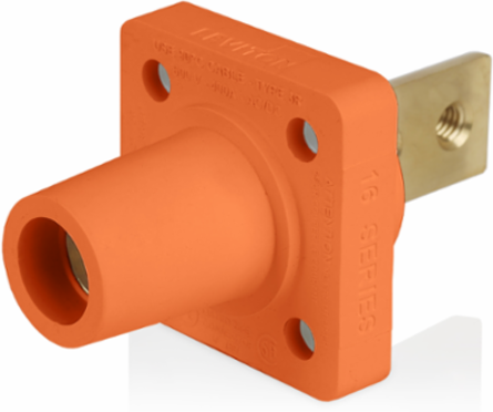 16 Series Female Receptacle, 90-Degree, #2-4/0 AWG, Double Hole Bus Bar