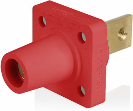 16 Series Female Receptacle, 90-Degree, #2-4/0 AWG, Double Hole Bus Bar