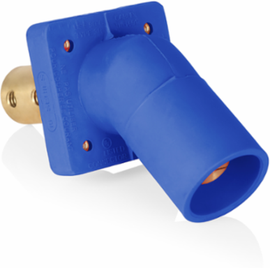 16 Series Male Receptacle, 45-Degree, #2-4/0 AWG, Double Hole Bus Bar, Self-Clinching Nuts