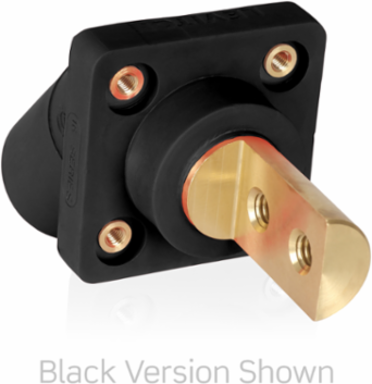 16 Series Male Receptacle, 45-Degree, #2-4/0 AWG, Double Hole Bus Bar, Self-Clinching Nuts
