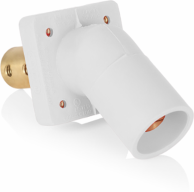 16 Series Male Receptacle, 45-Degree, #2-4/0 AWG, Double Hole Bus Bar, Self-Clinching Nuts